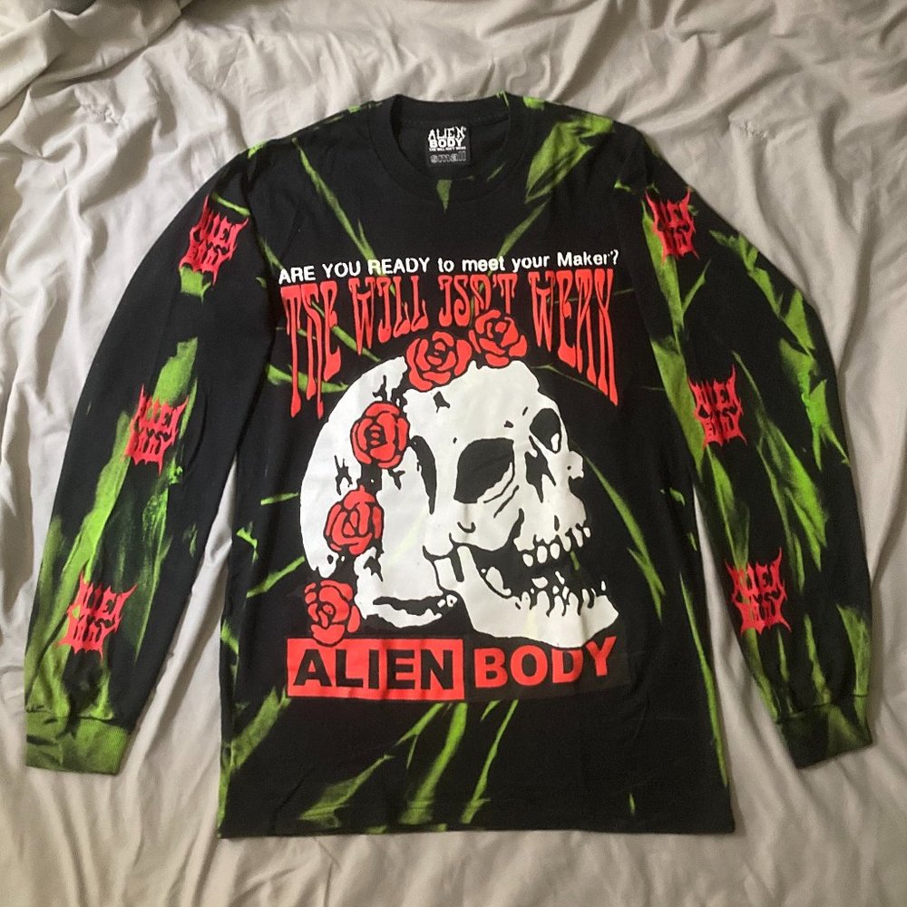 Alien Body The Will Isn’t Weak Pictureplane Slime Green Tie Dye Shirt Rare Small